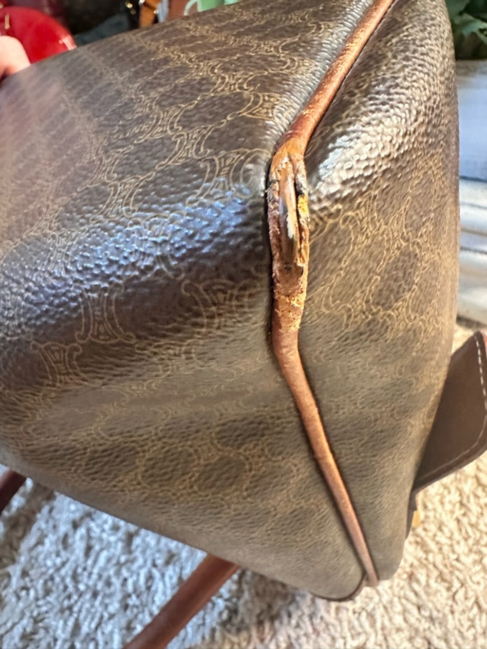 Celine Brown and Tan Macadam Canvas Satchel - Picture 12 of 13